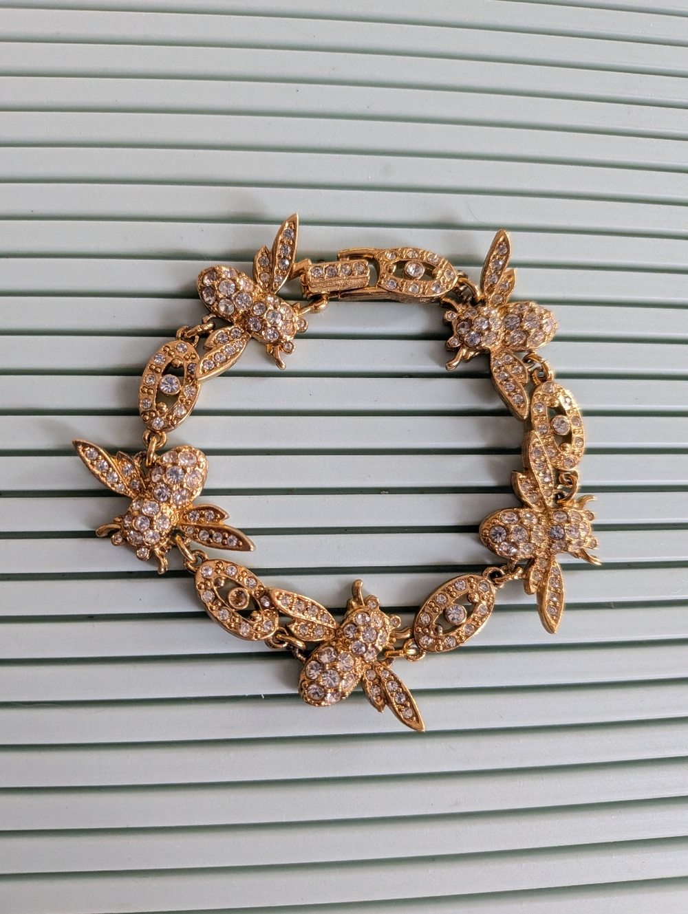 Vintage Joan Rivers Crystal Gold Bee Bracelet